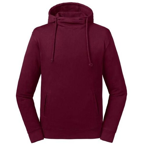 RUSSELL Burgundy Unisex Sweatshirt Pure Organic High Collar Hooded Sweat Cene
