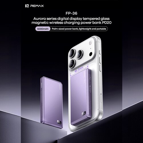  Power Bank MagSafe REMAX Aurora FP-36 PD 20W + wireless 15W 5000mAh ljubicasti Slike