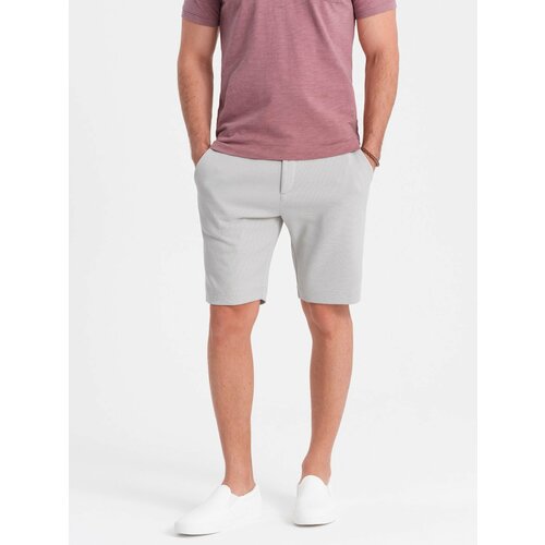 Ombre Men's shorts made of two-tone melange knit fabric - light grey Cene