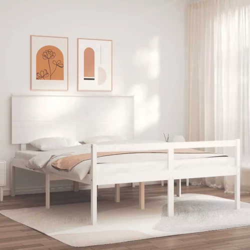 vidaXL Okvir za krevet s uzglavljem sivi 160 x 200 cm od masivnog drva