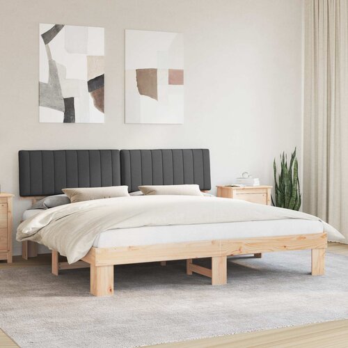  Krevetni okvir s tapiciranim uzglavljem Tamno siva 200 x 200 cm Cene
