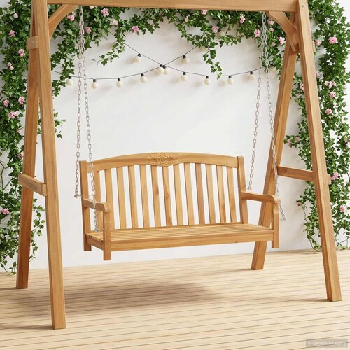  Ljuljačka Prirodna 114 x 61 x 61,5 cm Čvrsto teak drvo Cene