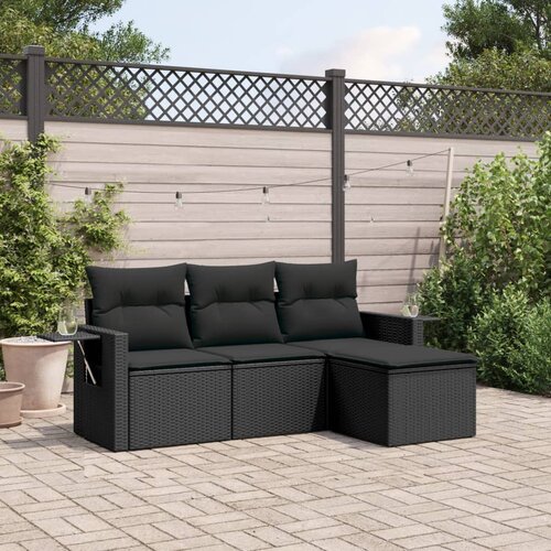  4-dijelni set vrtnih sofa od poliratana s jastucima crni Cijene