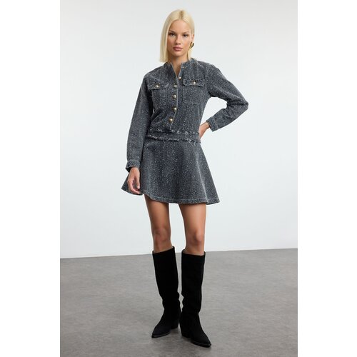 Trendyol Gray Mini Pocket Detailed Denim Dress Slike