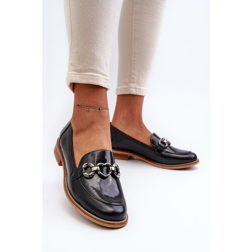 Laura Messi Leather Women&amp;#039;s Patent Loafers 2760 Navy Slike