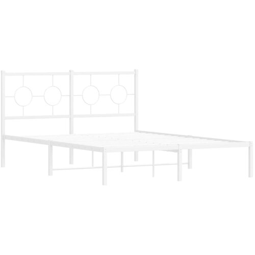 VidaXL Kovinski posteljni okvir z vzglavjem bel 135x190 cm, (21059226) Slike