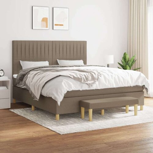  Box spring postelja z vzmetnico taupe 180x200 cm blago, (20788850) Cene