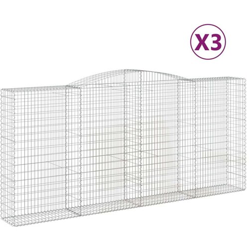  Lučne gabionske ko&amp;scaron;are 3 kom 400x50x180/200cm pocinčano željezo Slike