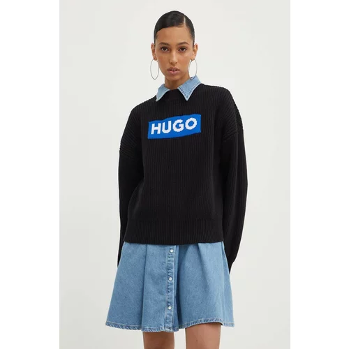 Hugo Blue Pamučni pulover boja: crna, topli, 50514300