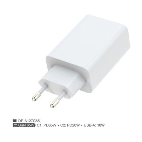 Fulmova Zidni punjac GAN PD/65W/bela sa USB-C kablom Slike