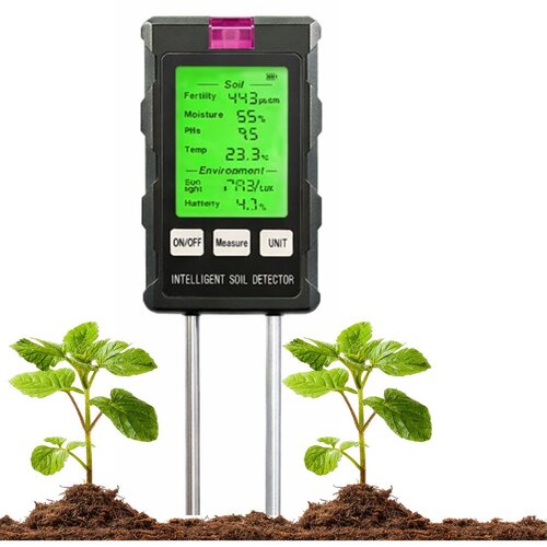 LEAN 29303 digitalni mjerač tla 6u1 &amp;ndash; vlaga tla, pH, temperatura, plodnost, svjetlost i vlažnost zraka, LCD Slike