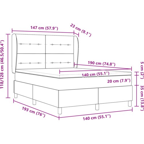 Box spring krevet s madracem Crna 140 x 190 cm tkanina - Crna 140 x 190 cm S gumbima Slike