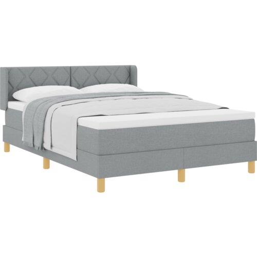  Krevet sa oprugom s jastukom svjetlosive boje 160x200 cm Slike