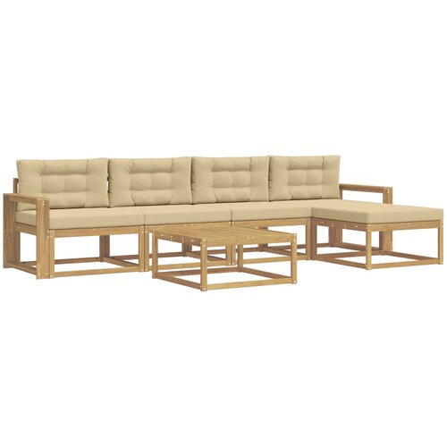  Set vanjskih sofa 6 kom. Bijela i bež Poliester Slike