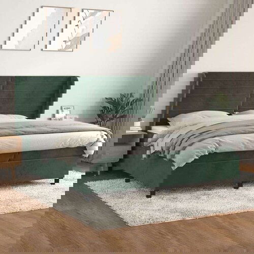  Krevet s oprugama i madracem tamnozeleni 200x200 cm bar&amp;scaron;unasti Slike