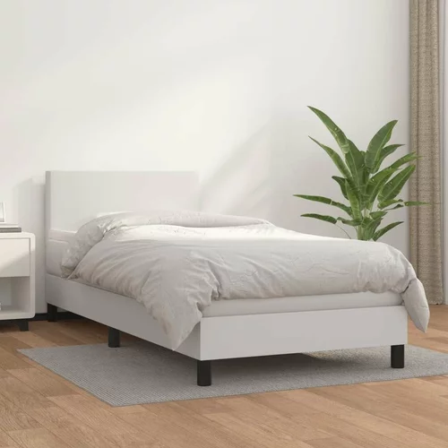  Box spring postelja z vzmetnico bela 80x200 cm umetno usnje, (20790552)