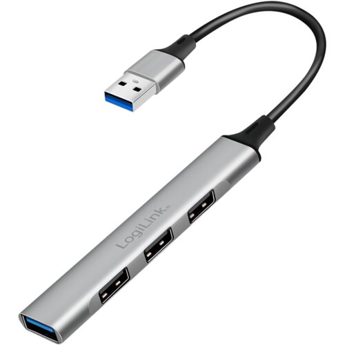 Logilink HUB 3.0, 4 x USB-A, ultra slim, aluminimum, siva ( 6583 ) Slike