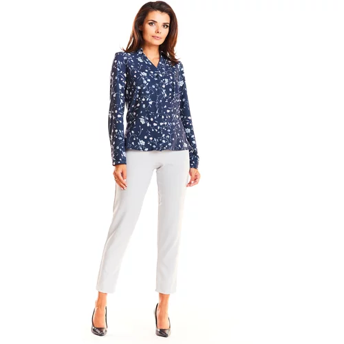 Infinite You Woman's Blouse M176 Navy Blue Flowers