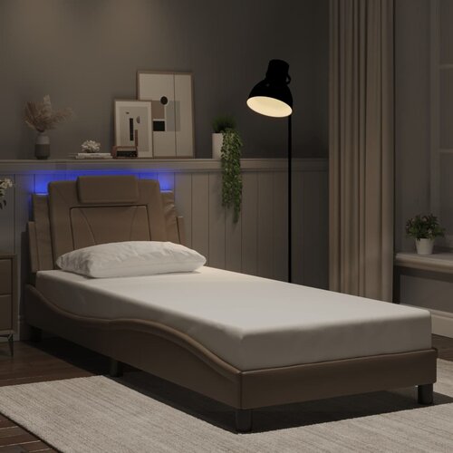 Furnova Posteljni okvir z LED lučkami kapučino 90x190 cm umetno usnje, (22055940) Cene