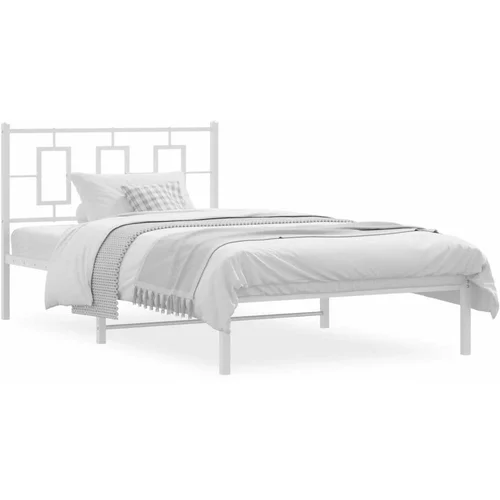 Metalni okvir za krevet s uzglavljem bijeli 107x203 cm