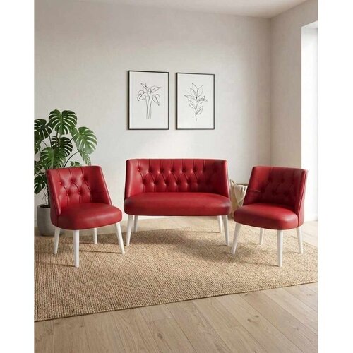 Atelier Del Sofa Az-Tkmln-01-Byz set od 2 fotelje i dvoseda, crvena Cene