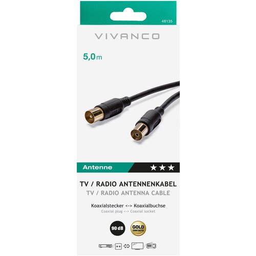 Vivanco TV Radio Antennenkabel 90dB, 5m 48135 48/20 50GB Zum Anschluss von tv Geräten Cene