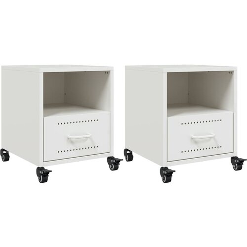 Maison Chic Dvo delni komplet Nočne omarice - Nočne mize bela 36x39x43,5 cm jeklo, (21688108) Slike