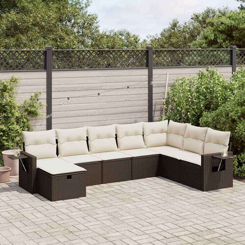  8-dijelni set vrtnih sofa s jastucima smeđi od poliratana Cene