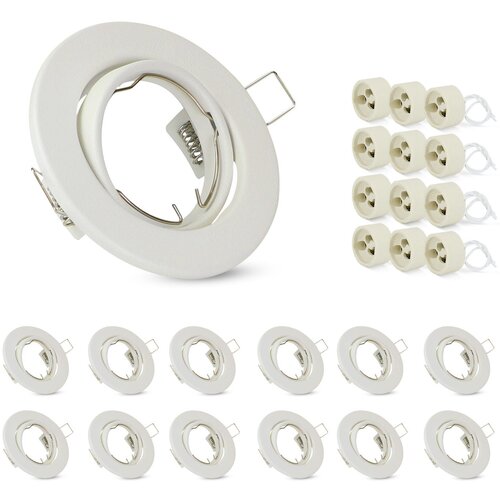 Nettlife Komplet 12 Vgradnih Spotov GU10 Belo Ohi&scaron;je Grla 230 V 50 mm Kovina Nastavljiv 30&deg; za LED Halogenke, (5000046015) Cene