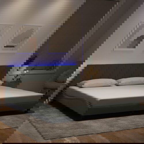 vidaXL Okvir kreveta s LED svjetlima svjetlosivi 180x200 cm baršunasti Cijene