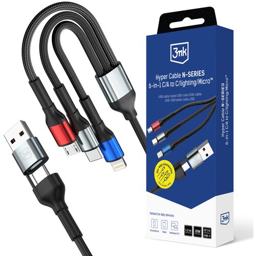 3mk HYPER KABEL N-SERIJE 6 V 1 ZA LIGHTNING USB C 1,2 M QC 3.0 NAPAJALNIK, (5000259859) Cene
