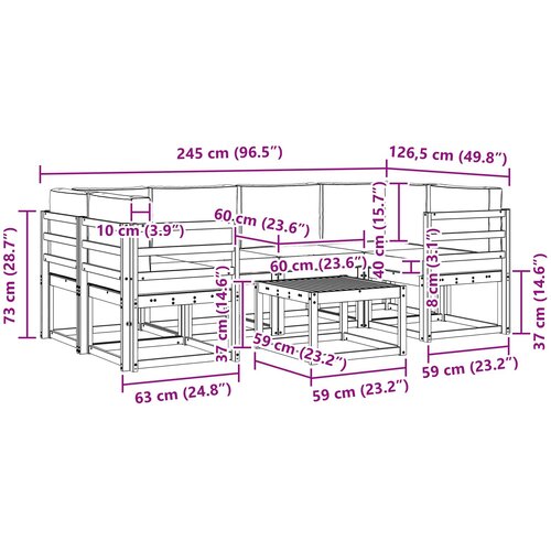  Set vanjskih sofa 7 kom. Prirodna i krem Slike
