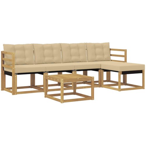 vidaXL Zunanja garnitura za sedenje z blazino 6 pcs Bela in bež, (5000282418) Cene