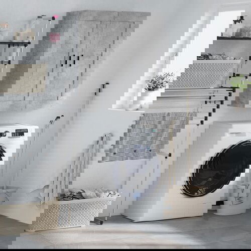 VidaXL Stenska omarica betonsko siva 69,5x34x90 cm inženirski les Slike