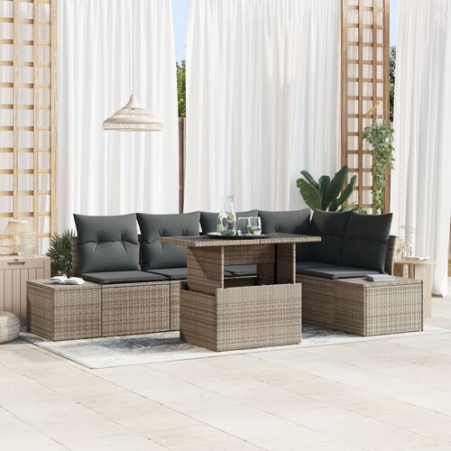 VidaXL 6-delni vrtni sofa set s blazinami siva poli ratan Slike
