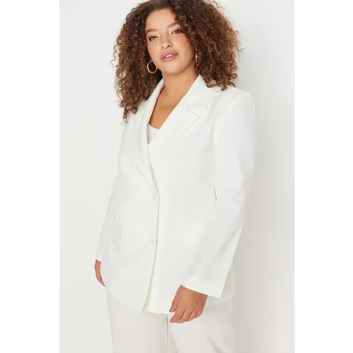 Trendyol Curve White Double Breasted Closure Jacket