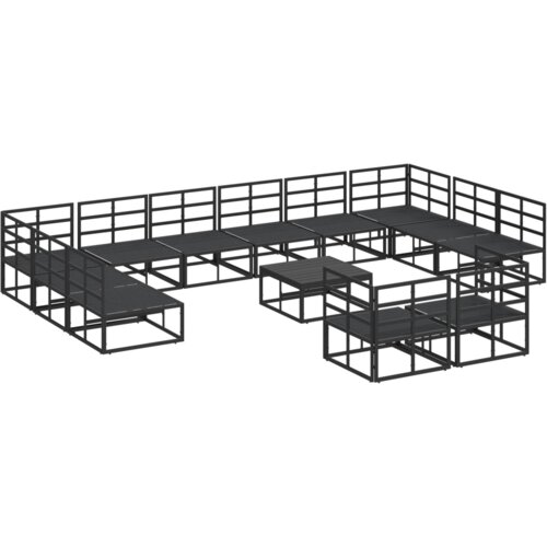 VidaXL Vrtna sedežna garnitura 13 pcs Črna 70 x 70 x 32 cm Aluminij Slike
