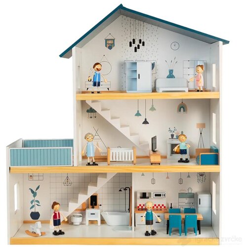 Tooky Toy drvena kuća za igru sa nameštajem Slike
