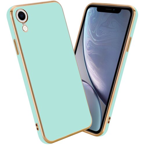 Cadorabo Ohi&amp;scaron;je, združljiv z Apple v sijajni metini zeleni barvi - Zlato - za&amp;scaron;čitno prevleko iz fleksibilnega silikona TPU in z za&amp;scaron;čito pred kamero, (20602825) Slike