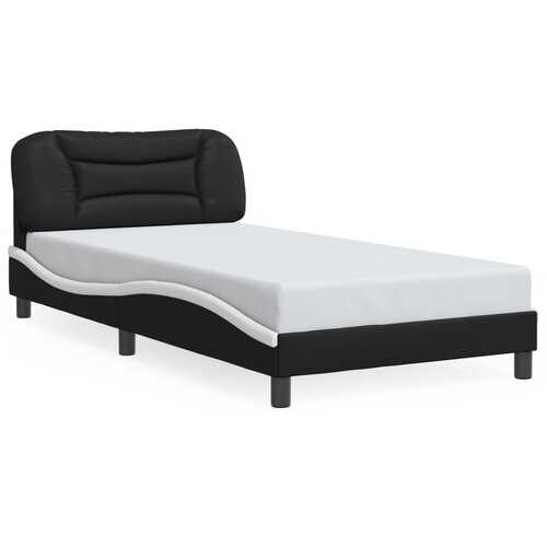 Maison Chic Posteljni okvir - Enojna postelja - Postelja za odrasle z vzglavjem črn in bel 100x200 cm umetno usnje-J9494, (21763518) Slike