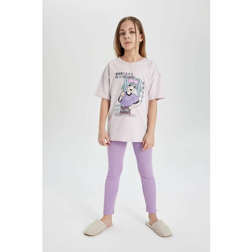 Defacto Girl Oversize Fit Short Sleeve 2 Piece Pajama Set Slike