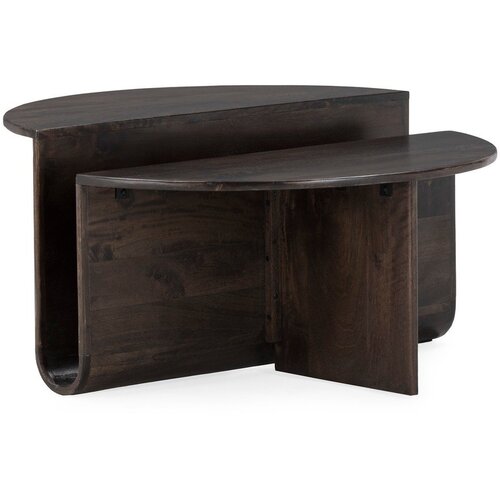 MOME Temno rjava okrogla klubska mizica iz masivnega manga &amp;oslash; 80 cm Divya &amp;ndash; Slike