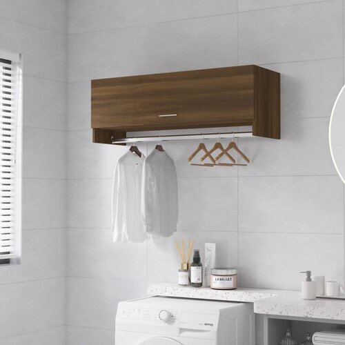 The Living Store Garderobna omara rjavi hrast 100x32,5x35 cm konstruiran les - Garderobna Omara, (21419685) Slike