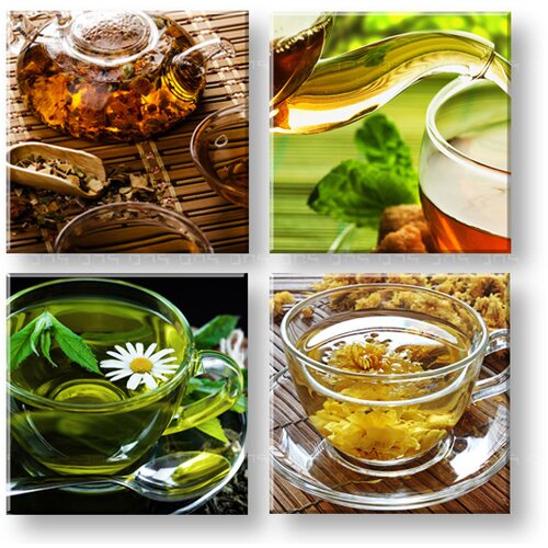  Slike na platnu Tea time 4-delni Kolaž XOBKOL18E42 (moderne) Slike