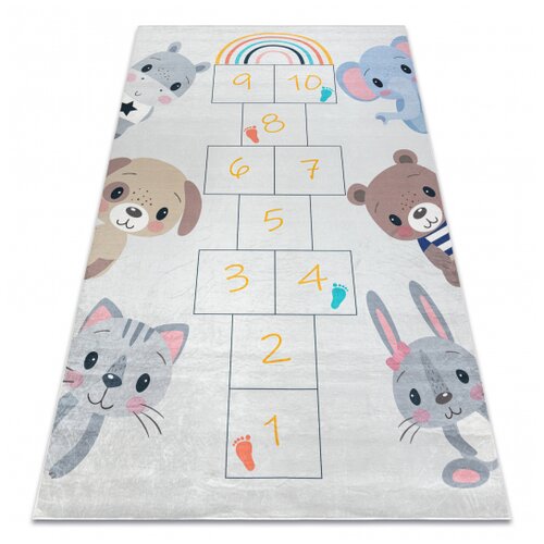 RugsX BAMBINO 43092 pralna preproga Živali, mavrica za otroke protizdrsna - siva / rumena 140x200 cm, (5000175102) Cene