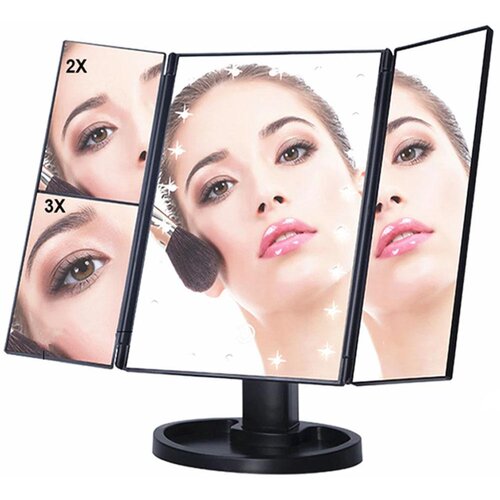  Povečevalno kozmetično ogledalo z 22 LED osvetlitvijo USB črn Slike