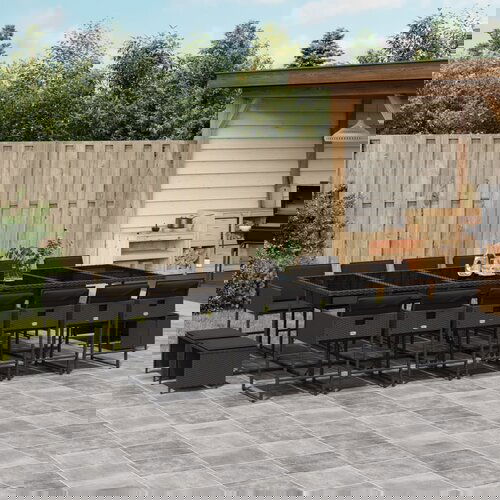 vidaXL 17-dijelni vrtni blagovaonski set s jastucima poliratan crni Cijene