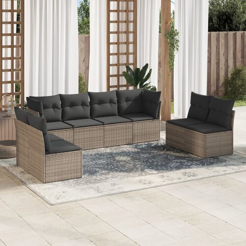 vidaXL 8-dijelni set vrtnih sofa od poliratana s jastucima sivi Cijene