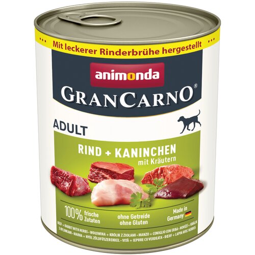  Ekonomično pakiranje animonda GranCarno Original 24 x 800 g - Govedina i kunić s biljem Slike