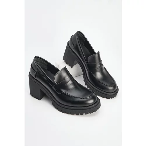 Marjin Women's Loafers Thick Heeled Casual Shoes Zumes Black.